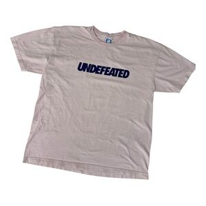 Undefeated Light Pink Short Sleeve Tee with Navy Logo